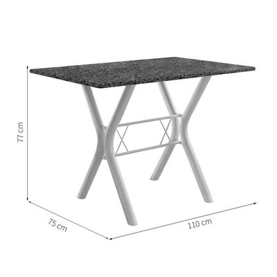 Conjunto de Mesa Miame 110 cm com 4 Cadeiras Madri Branco e Branco Floral