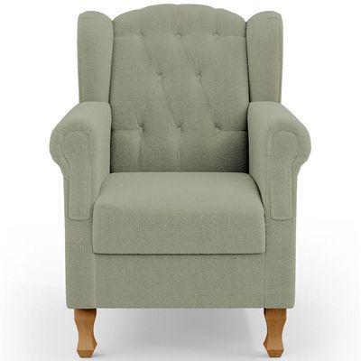 Poltrona Decorativa Para Sala de Estar Yara P02 Bouclê Oliva - Lyam Decor