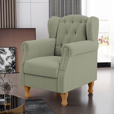 Poltrona Decorativa Para Sala de Estar Yara P02 Bouclê Oliva - Lyam Decor