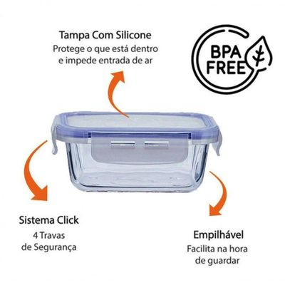Pote De Vidro Porta Mantimento Quadrado Hermetico 1.05l Mimo