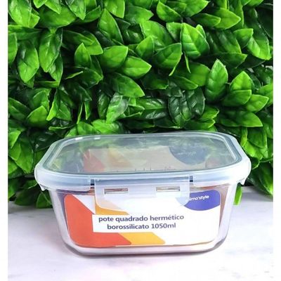 Pote De Vidro Porta Mantimento Quadrado Hermetico 1.05l Mimo