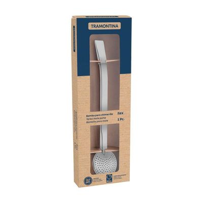 Bomba De Chimarrão Tramontina Ilex Em Aço Inox Sem Rosca 19 Cm