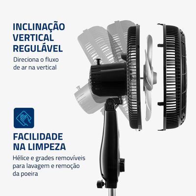 Ventilador de Coluna 40cm Turbo Mondial Preto/Prata 140W NVT-40C-8P-B 220V