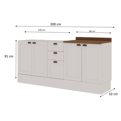 Cozinha 100% Mdf Modulada Iluminata Com Balcão Para Cooktop Branco