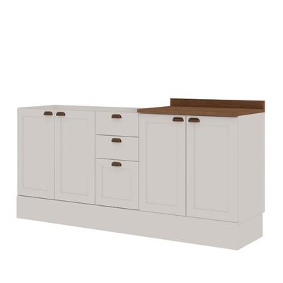 Cozinha 100% Mdf Modulada Iluminata Com Balcão Para Cooktop Branco