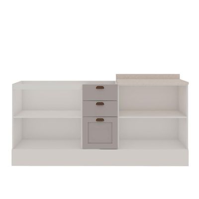 Cozinha 100% Mdf Modulada Iluminata Com Balcão Para Cooktop Branco Fendi