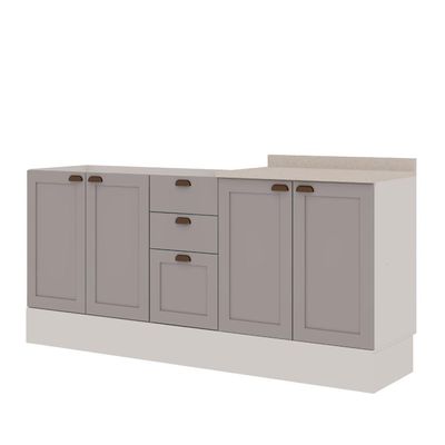 Cozinha 100% Mdf Modulada Iluminata Com Balcão Para Cooktop Branco Fendi