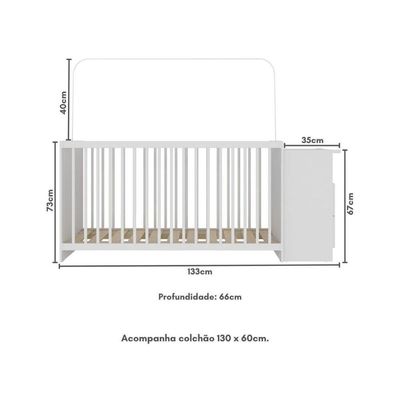 Berço Cômoda Com Colchão Incluso Meu Bebê Multimóveis Branco