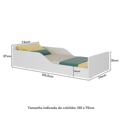 Cama Infantil Montessoriana Para Colchão 70x150cm 100% Mdf Suspiro Multimóveis Bb2379 Branco Branco