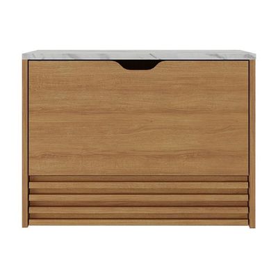 Balcão Suspenso Para Forno/micro-ondas 1 Porta E 1 Gaveta Multimóveis CR20345 Amêndoa/mármore Branco