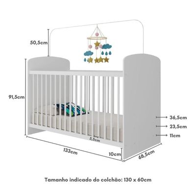 Berço Para Colchão 60x130cm Sonho Multimóveis Bb0515 Branco Branco