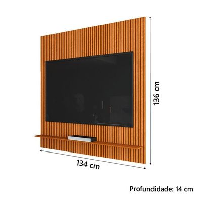 Painel Para Tv Até 55 Polegadas Ripado Impressão 3d Avante 1,34m Cedro Edn