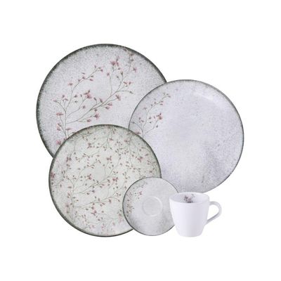 Aparelho De Jantar Tramontina Floralis Em Porcelana Decorada 20 Peças