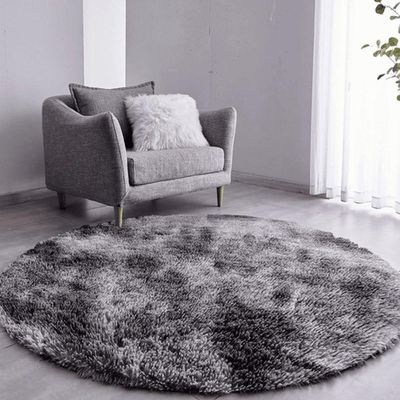 Tapete Sala Felpudo Peludo Mesclado Cinza Redondo 100 Cm