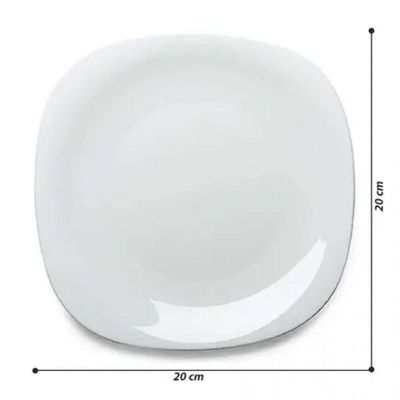 Jogo 4 Prato Sobremesa De Vidro Parma Bormioli Branco 20cm