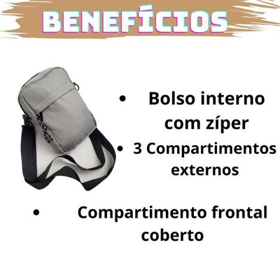 Shoulder Bag Preto Mini Everbags Bolsa Tira Colo Necessaire Pochete Viagem Everbags cinza