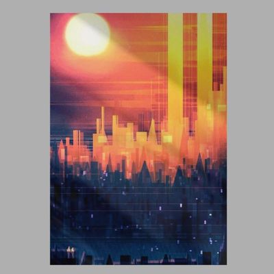 Quadro Decorativo Geométrico Prédios Em Preto E Laranja
