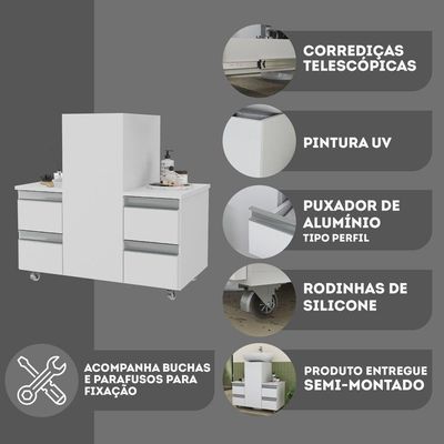 Gabinete Banheiro Coluna Para Encaixe Branco Inteiro