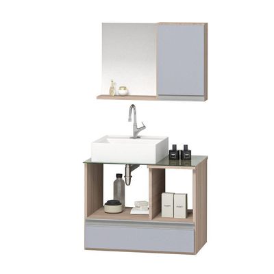 Conjunto Gabinete Venus 60cm Madeirado Cinza