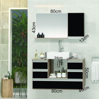 Conjunto Gabinete Polo 80cm Madeirado Preto