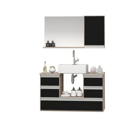 Conjunto Gabinete Polo 80cm Madeirado Preto