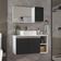 Conjunto Gabinete Banheiro Virtus 80cm - Gabinete + Cuba + Espelheira Branco Preto