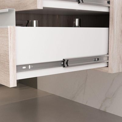 Conjunto Gabinete Banheiro Prisma 80cm Gabinete + Cuba + Espelheira Com Vidro Madeirado Inteiro