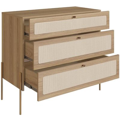 Cômoda Com 03 Gavetas Para Quarto Closet Industrial Indy A03 Hanover Dourado - Lyam Decor