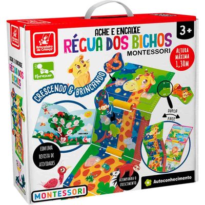 Jogo Ache e Encaixe - Régua dos Bichos - Madeira - Brincadeira de Criança