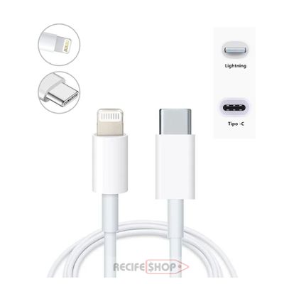 Cabos Lightning para Tipo C 1m  Máxima Eficiência  Conjunto 10 und Perfeito para Empresas