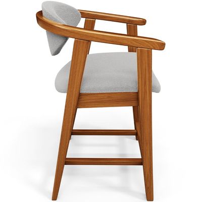 Banqueta Baixa Para Cozinha Sala de Jantar Bancada Cecília L02 Bouclê Cinza - Lyam Decor