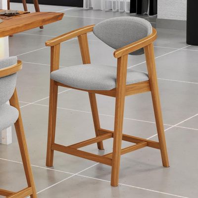 Banqueta Baixa Para Cozinha Sala de Jantar Bancada Cecília L02 Bouclê Cinza - Lyam Decor