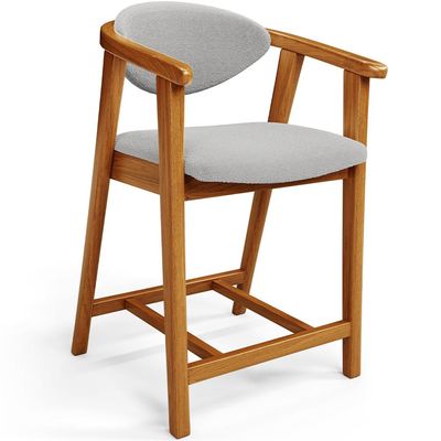 Banqueta Baixa Para Cozinha Sala de Jantar Bancada Cecília L02 Bouclê Cinza - Lyam Decor