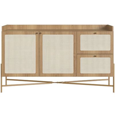 Aparador Buffet Para Sala de Jantar 139cm Industrial Indy A03 Hanover Dourado - Lyam Decor