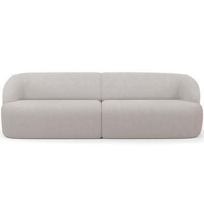 Sofá 4 Lugares Curvo Orgânico com 02 Poltronas Para Sala Living 280cm Barolo L06 Bouclê Cinza - Lyam Decor