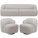Sofá 4 Lugares Curvo Orgânico com 02 Poltronas Para Sala Living 280cm Barolo L06 Bouclê Cinza - Lyam Decor