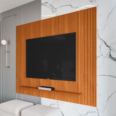 Painel Para Tv Até 75 Polegadas Ripado Impressão 3d Avante 1,79m Cedro Edn