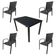 Conjunto Mesa Retangular 1.20x0.80 Com 4 Cadeiras Roma Em Alumínio Área Externa Preto