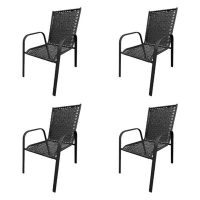 Conjunto Mesa Retangular 1.20x0.80 Com 4 Cadeiras Roma Em Alumínio Área Externa Preto