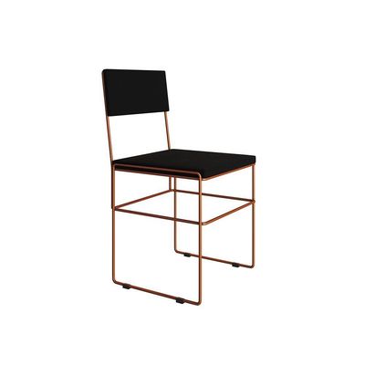 Mesa Jantar Retangular Industrial Trama 1,50x0,90m Amêndoa 6 Cadeiras Estofadas Preta E Cobre Vitóri Marrom