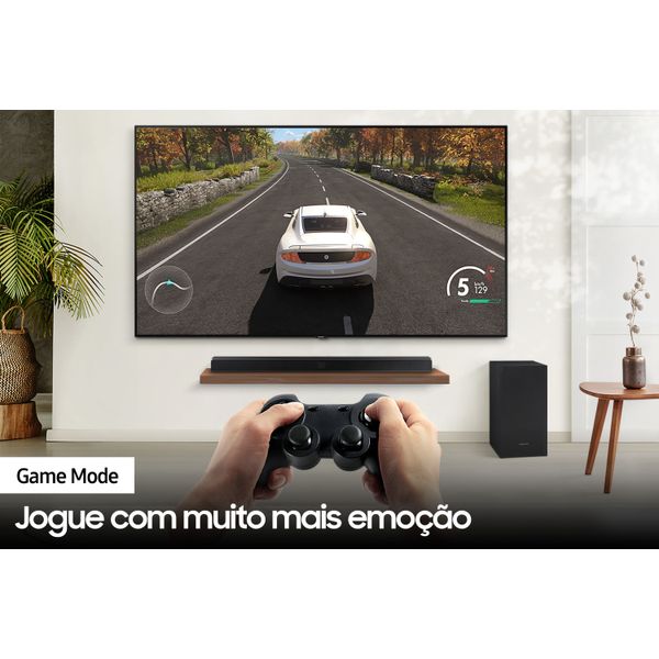 Soundbar Samsung HW-A555,potência de 410W RMS, Bluetooth e Subwoofer sem fio Preto