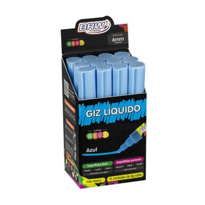 Caixa Caneta Giz Líquido 6mm 4g Evoke Com 12 Unidades Brw Azul