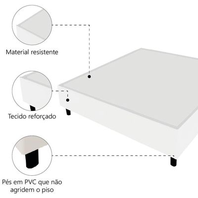 Cama Box Casal 1,38m Com 38cm De Altura Prince Branco