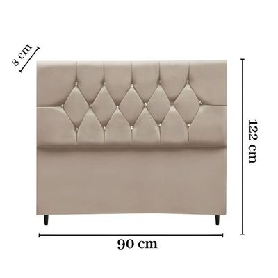 Cabeceira Solteiro Cama Box Estofada 90 Cm Suede Eva bege
