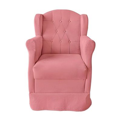 Poltrona Amamentação Cadeira Reforçada Balanço Lile Suede rosê