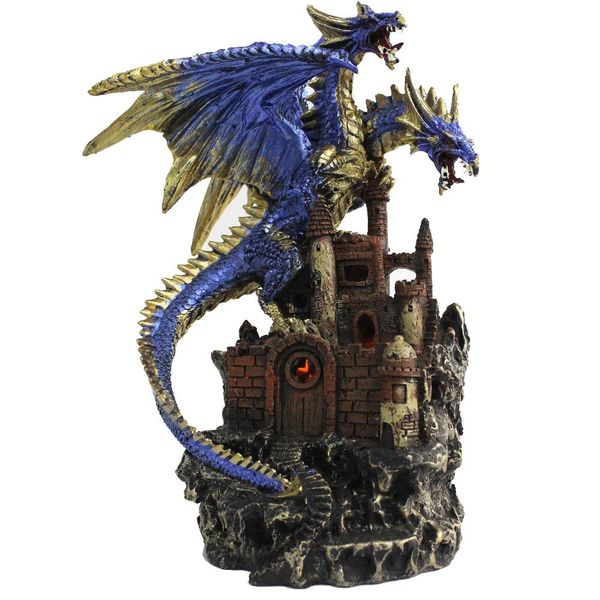 Enfeite Decorativo - Dragão no Castelo - Azul - Com Luzes - Lextack LXTPW1707071 Enfeite Decorativo - Dragão no Castelo - Azul - Com Luzes - Lextack LXTPW1707071
