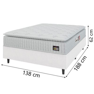 Cama Box Casal Colchão Espuma D33 Pillow Top Van Gogh 138x188x62cm Branco Hellen Suporta Até 120kg