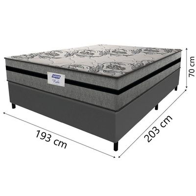 Cama Box Casal King Colchão Gazin Com Molas Ensacadas Rubi 193x203x70cm Suede Cinza/preto Cinza