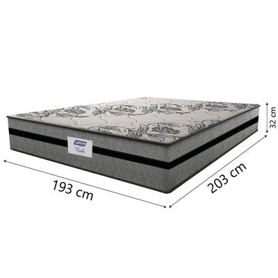 Cama Box Casal King Colchão Gazin Com Molas Ensacadas Rubi 193x203x70cm Suede Cinza/preto Cinza