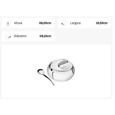 Acucareiro Aço Inox com colher Tramontina